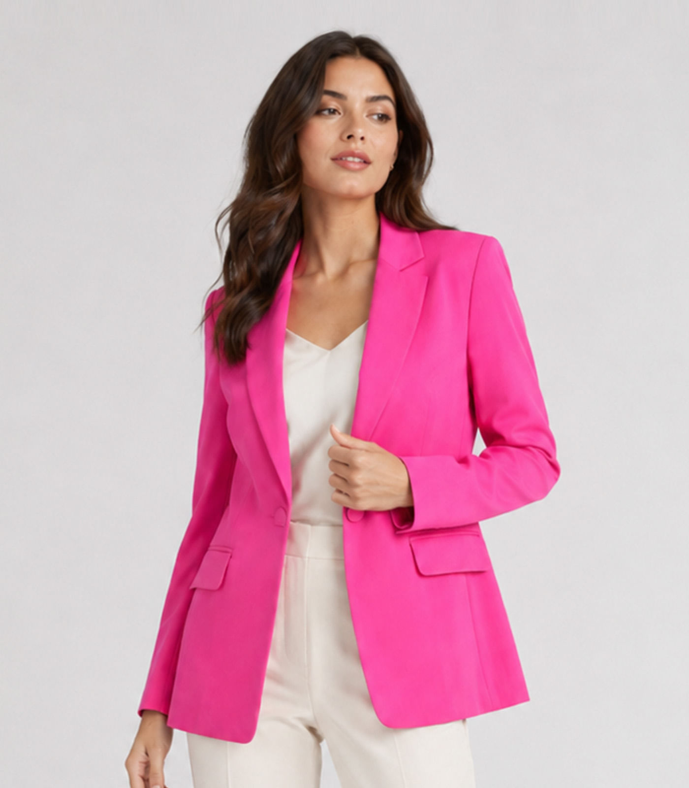 Blazer Alongado Feminino Em Alfaiataria Aishty Rosa