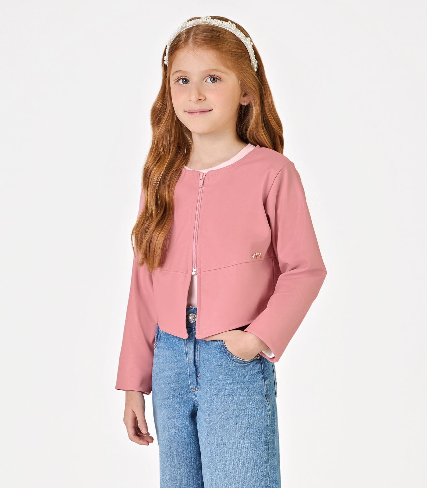 Jaqueta Courino Feminina Infantil Trick Nick Rosa