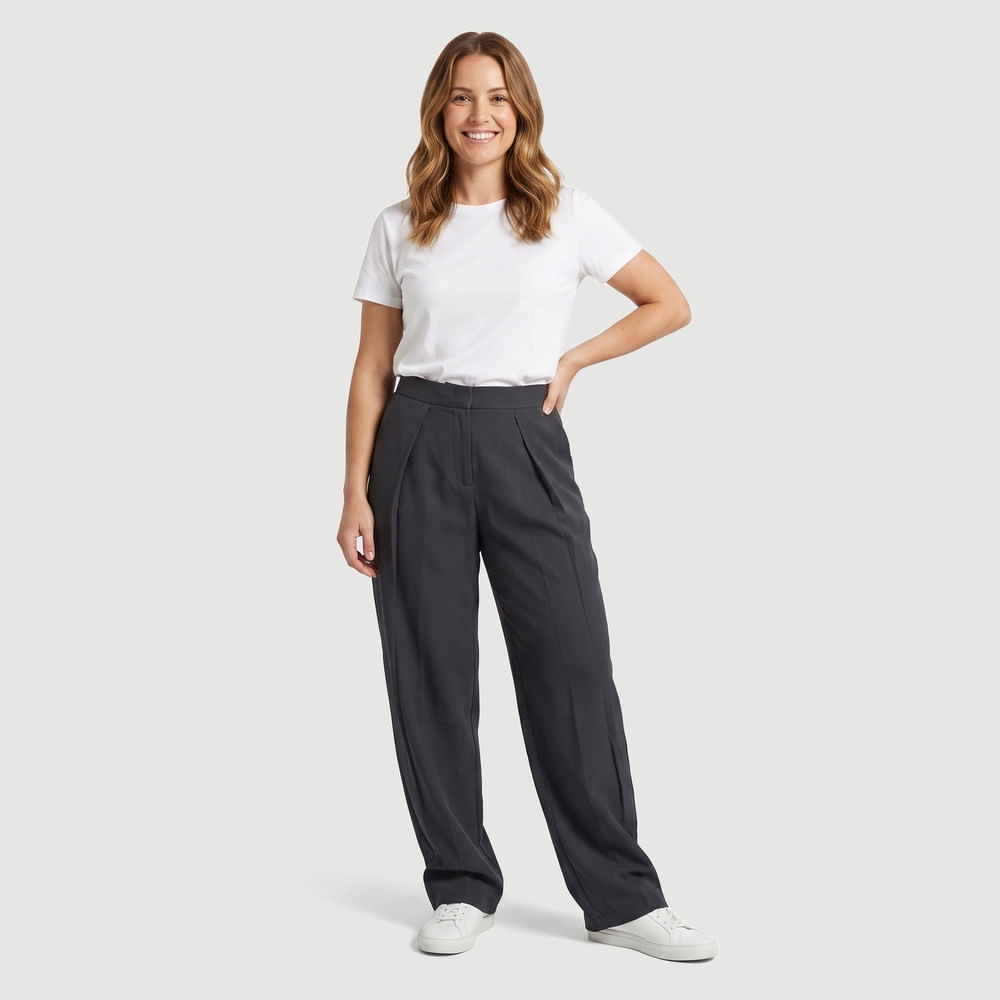 Calça Feminina em Viscose Preta Urbano