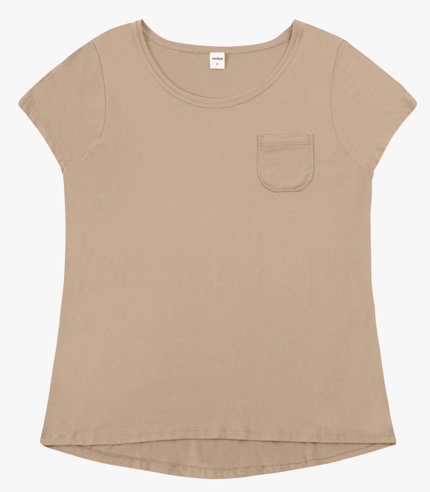 Blusa Feminina Viscotorcion Com Bolso Rovitex Marrom