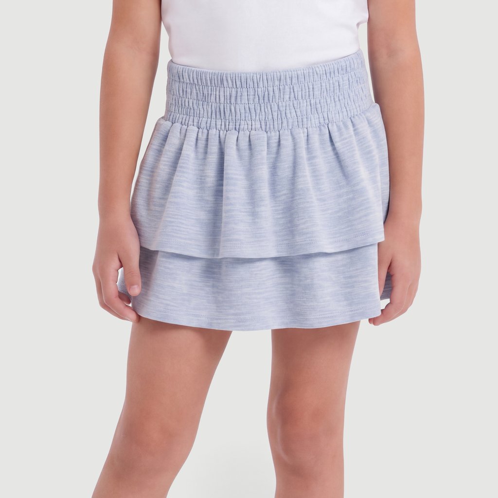 Saia Regular Infantil Menina Lisa Algodão Azul Yeapp