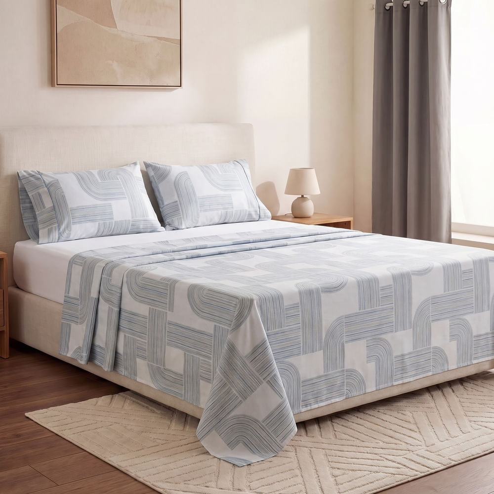 Jogo de Cama Queen 4 Peças Twill Deco Formas