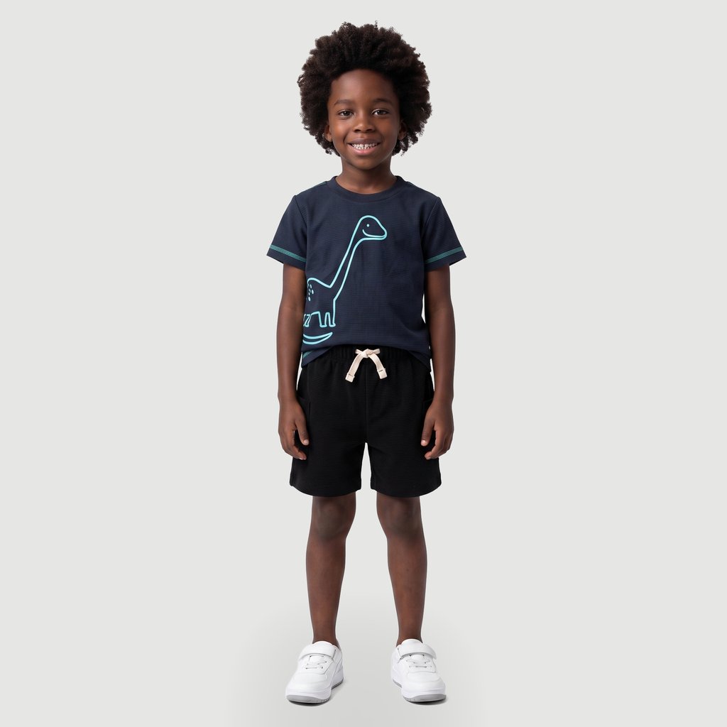 Bermuda Regular Infantil Menino Estampada Moletinho Preta Toys & Kids
