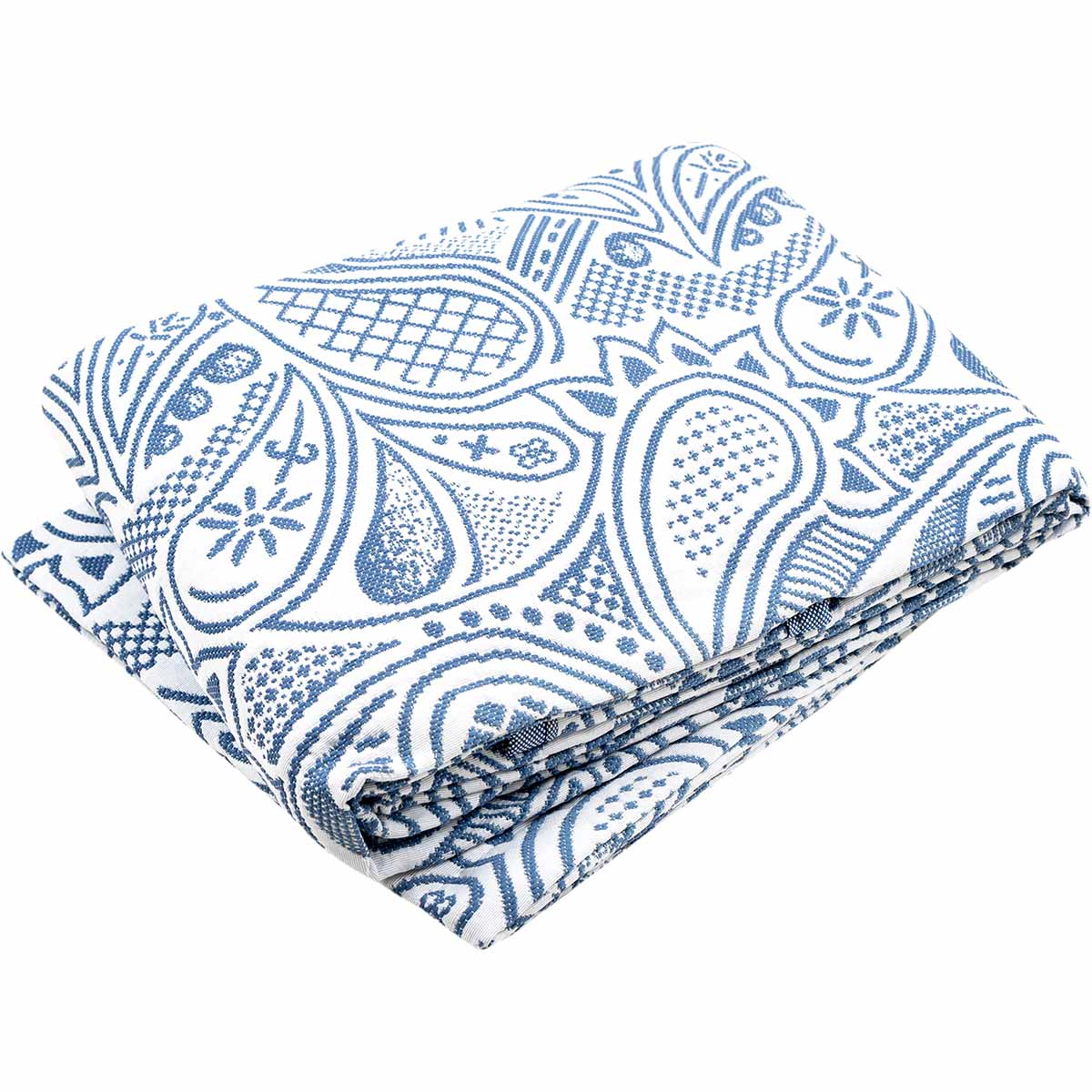 Colcha Solteiro Jacquard Paisley Azul 2 Peças - J. Serrano