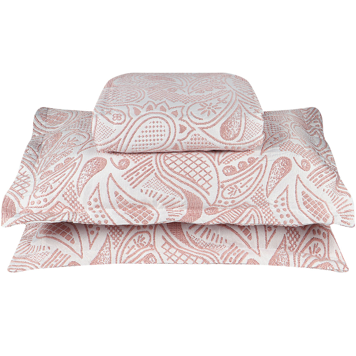 Colcha Casal Jacquard Memory Rosa 3 Peças - J. Serrano