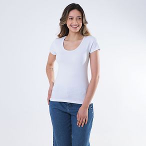 Blusa-Feminina-Cotton-Manga-Curta-Liso-Branca