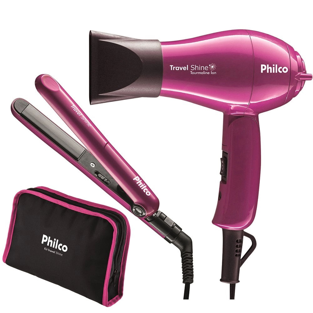 Kit Philco Travel Shine Rosa Bivolt