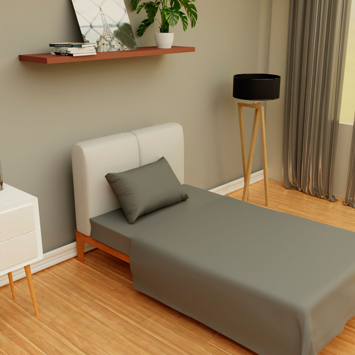 Jogo de Cama Solteiro 3 Peças Microfibra Liso - PNB